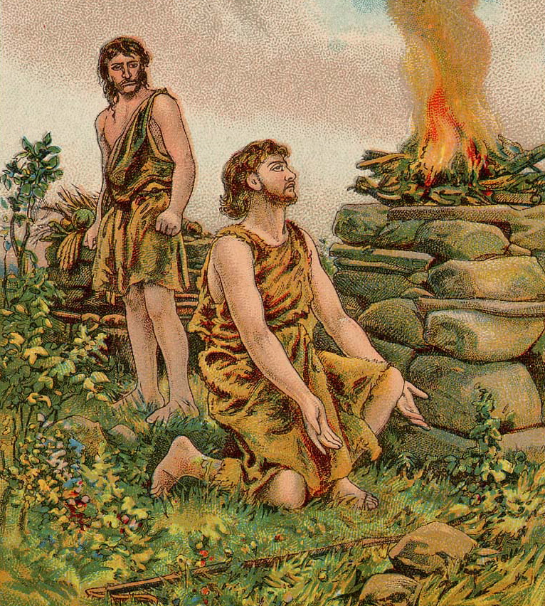 Cain and Abel making their offerings Cain and Abel making their offerings